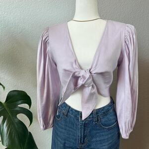 Coquette Express Lavender Tie-Front Crop Top NWT
